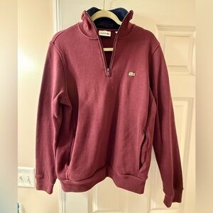 Lacoste Men's Maroon Zip-Up Sweater